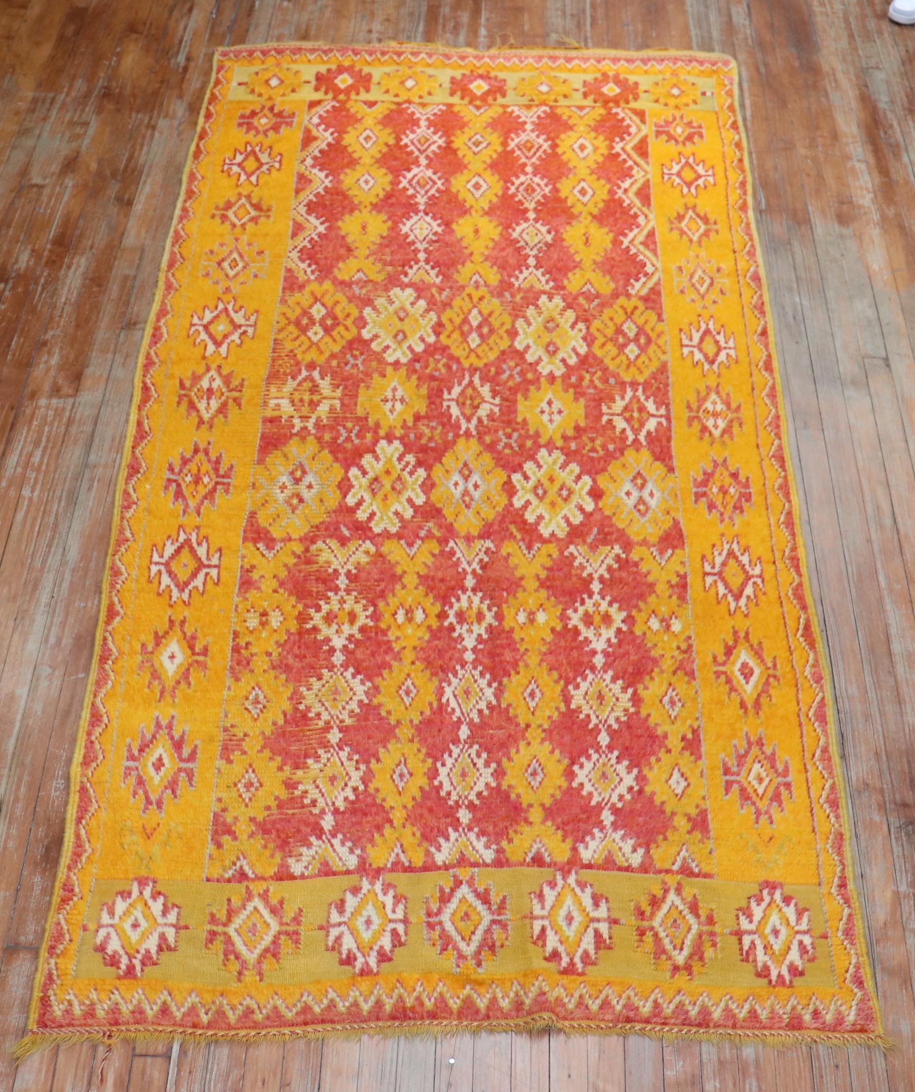 A one-of-a-kind Authentic Moroccan accent size rug from the middle of the 20th century. This piece is pretty wild and fun. If you are in love take a dive and make a big splash!

Measures: 4'6'' x 9'2''.
 
 