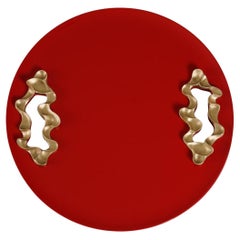 Saffron Red Tray Small in Lacquer 
Brass, Viya By Vikram Goyal