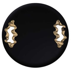 Saffron Tray Black Large in Lacquer Wood & Brass, Viya By Vikram Goyal