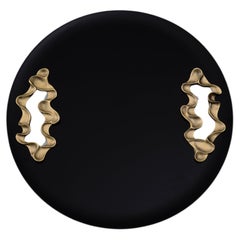 Saffron Tray Black Large in Lacquer Wood & Brass, Viya By Vikram Goyal