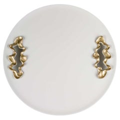 Saffron Tray White Large in Lacquer Wood & Brass, Viya By Vikram Goyal