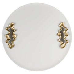 Saffron Tray White Large in Lacquer Wood & Brass, Viya By Vikram Goyal