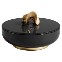 Saffron Trinket Box Black Large in Wood Wood e ottone laccato, Viya By Vikram Goyal