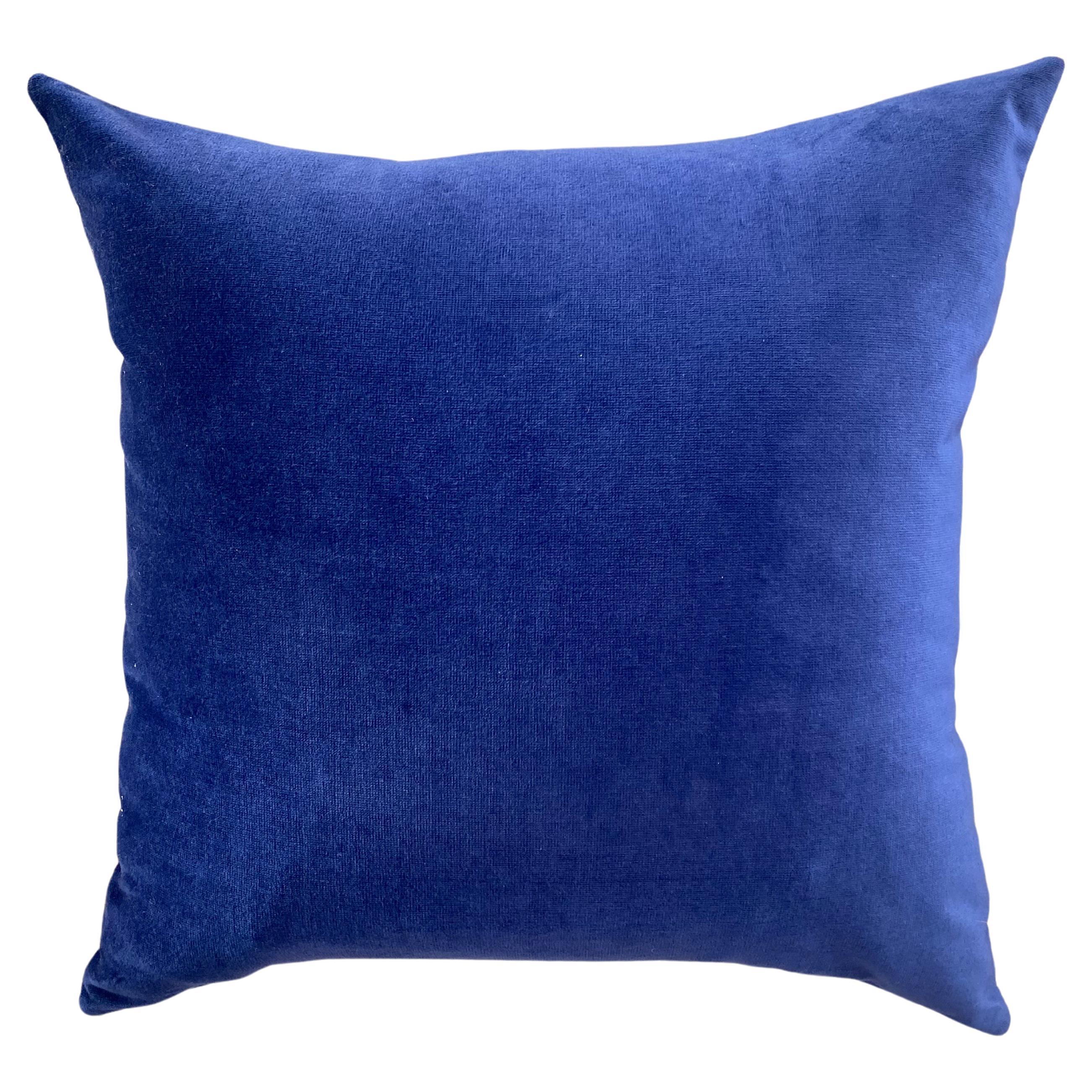 Contemporary MultiGrid Pillow with Cashmere Saffron and Electric Blue For Sale