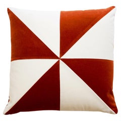 Safira Brick and Ivory Velvet Deluxe Handmade Decorative Cushion