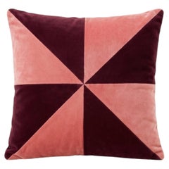 Safira Burgundy and Rose Pink Velvet Deluxe Handmade Decorative Cushion