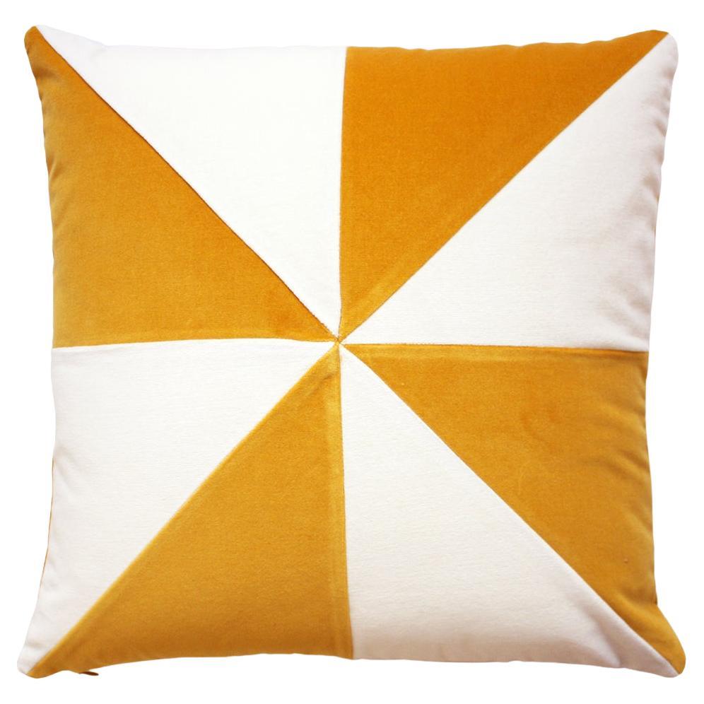 Safira Mustard Velvet Deluxe Handmade Decorative Pillow For Sale