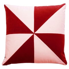 Safira Rubi Red and Pink Velvet Deluxe Handmade Decorative Cushion