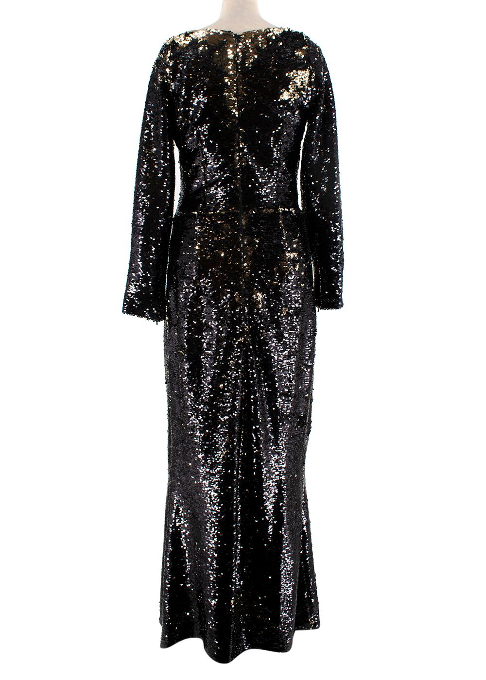 Safiyaa Back and Gold Sequin Gown - Size 6US For Sale at 1stDibs ...