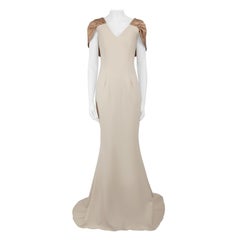 Safiyaa Beige Sleeveless Fitted Gown Size M