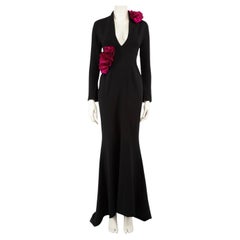 Safiyaa Black Ruffle Floral V-Neck Maxi Dress Size S