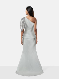 Safiyaa Blue & Silver Mesh Chainmail Dress Size M