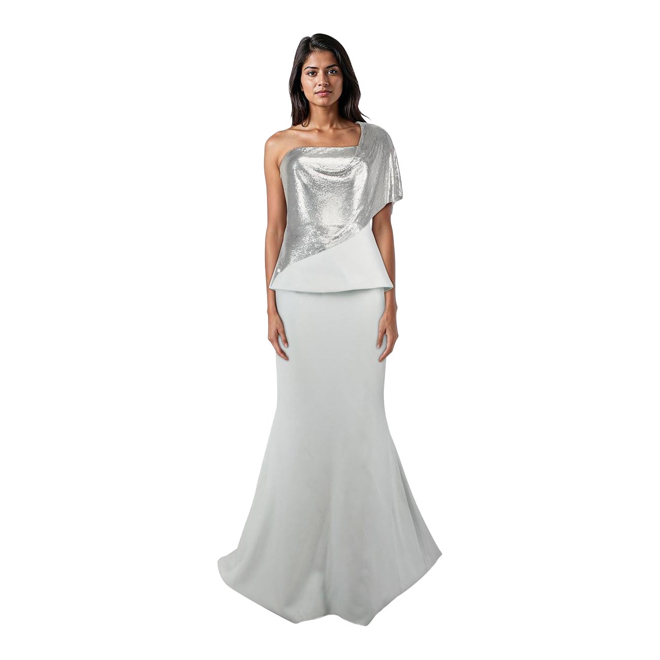 Safiyaa Blue 
Silver Mesh Chainmail Dress Size M For Sale