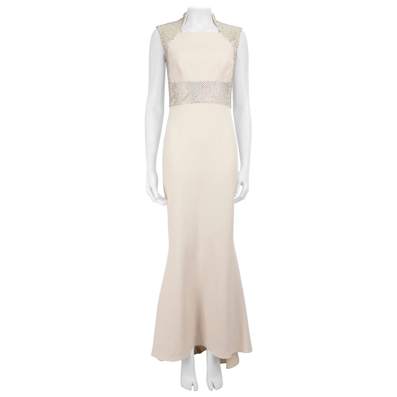 Safiyaa Robe ornée de cristaux écrus, taille S