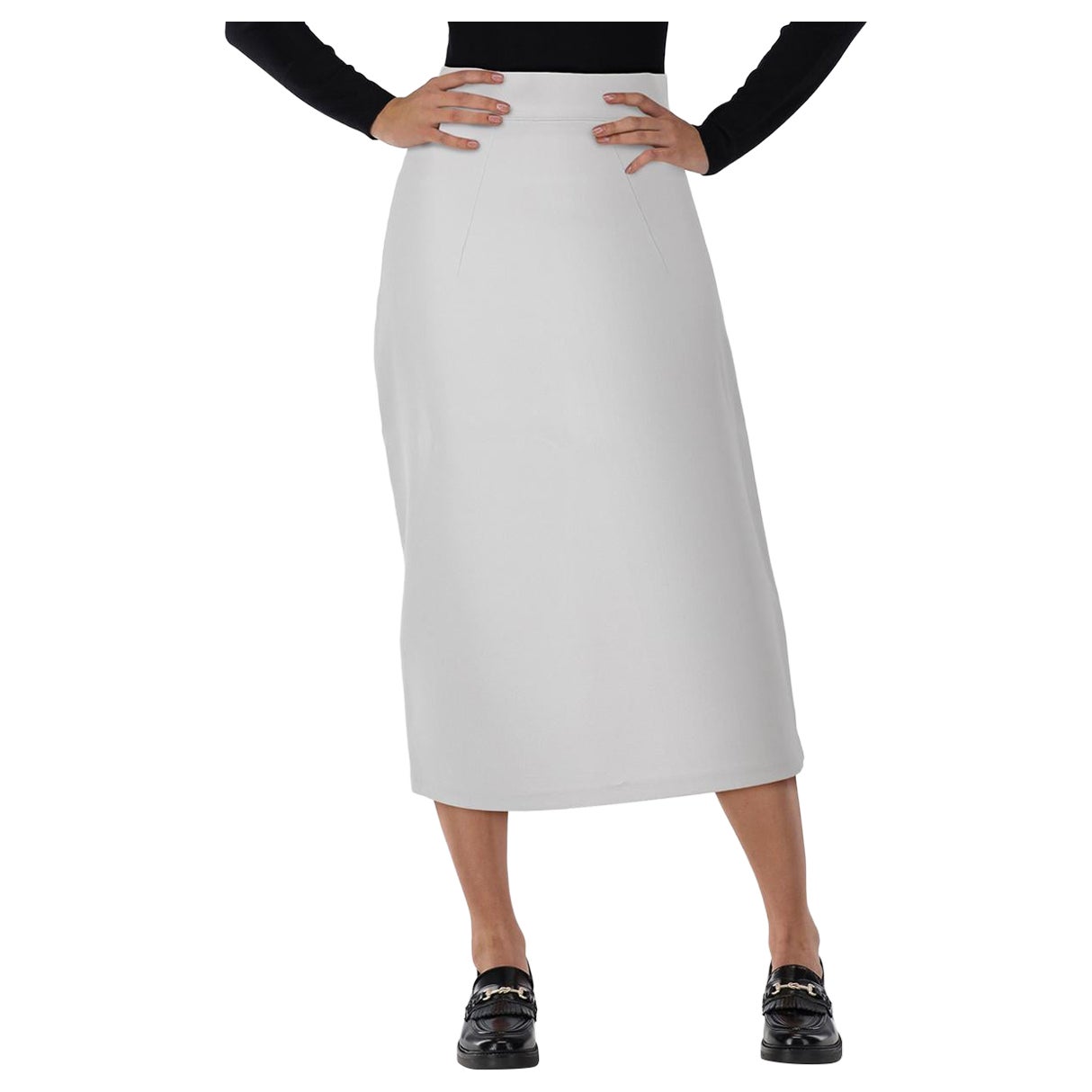 Safiyaa Grauer Midi-Bleistiftrock Größe M im Angebot