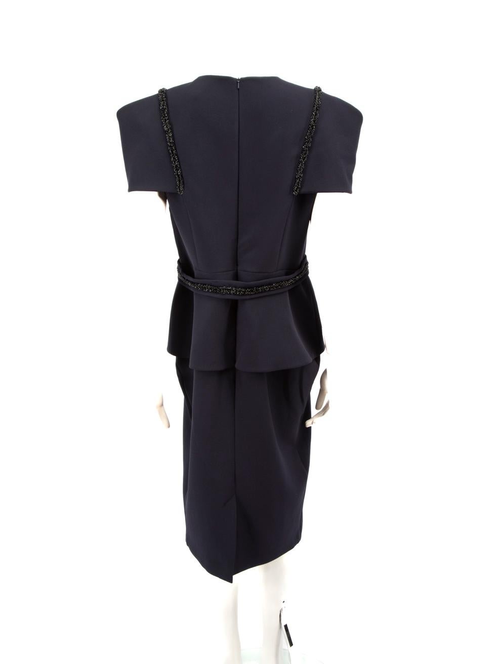 Black Safiyaa Navy Embellished Belt Peplum Mini Dress Size XXXL