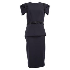 Safiyaa Navy Embellished Belt Peplum Mini Dress Size XXXL