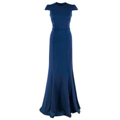 Safiyaa Navy Satin Crepe De Chine Gown - Size US 0-2