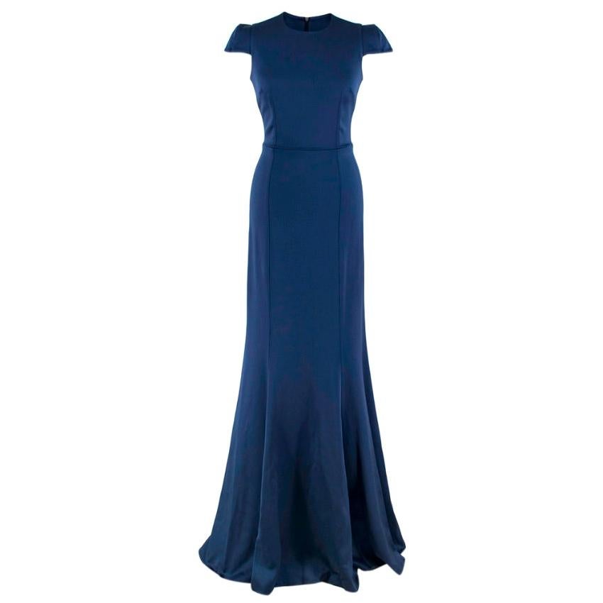 Safiyaa Navy Satin Crepe De Chine Gown - Size US 0-2 For Sale