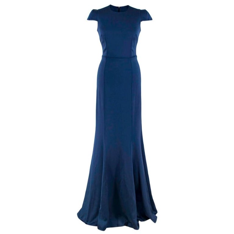 Safiyaa Navy Satin Crepe De Chine Gown - Size US 0-2 For Sale at ...