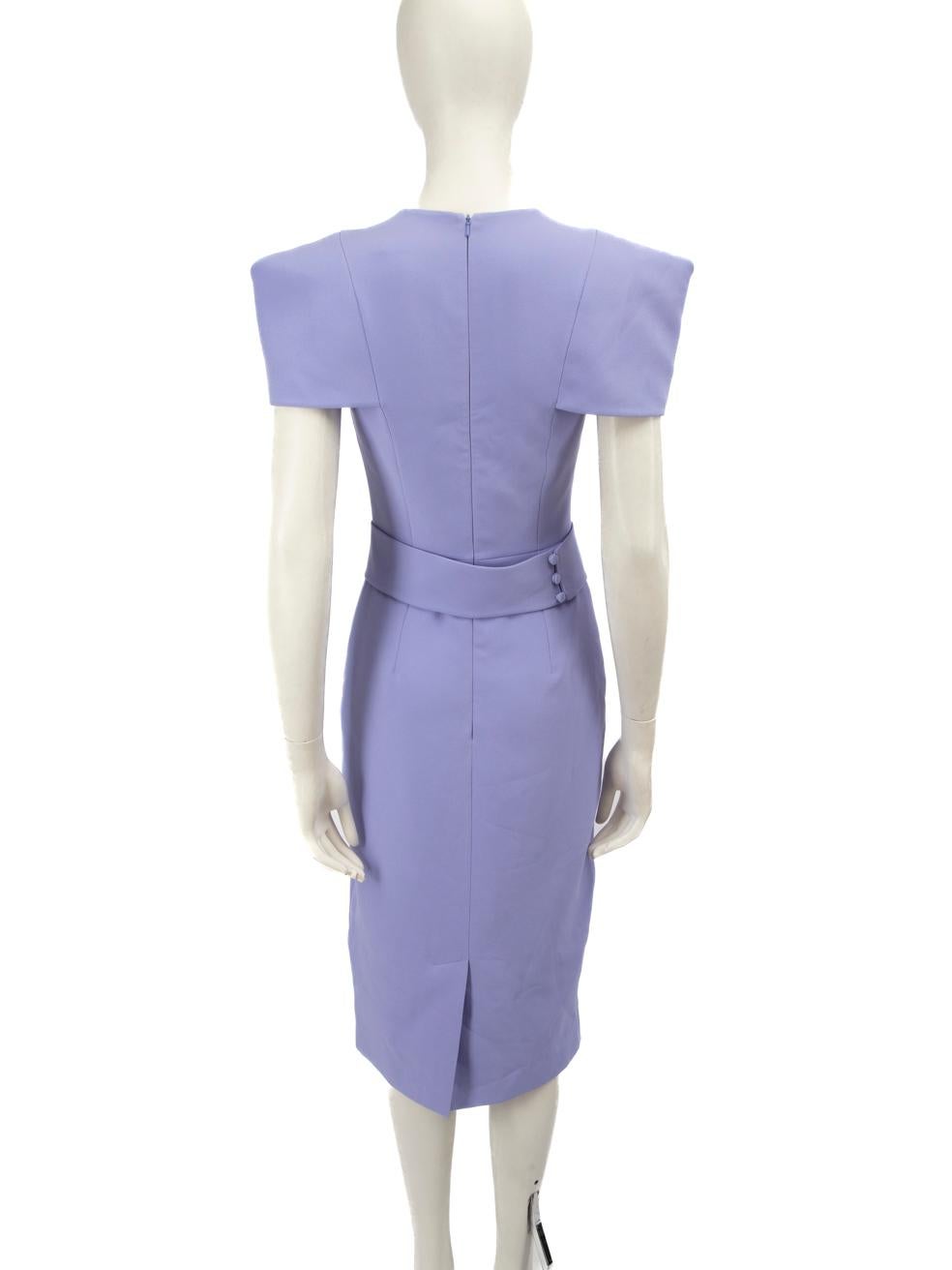 Safiyaa Purple Crystal Embellished Belted Dress Size S In Good Condition For Sale In London, GB