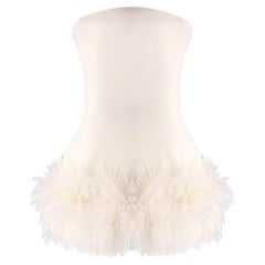 Safiyaa Strapless Ostrich Feather Trimmed Mini Dress
