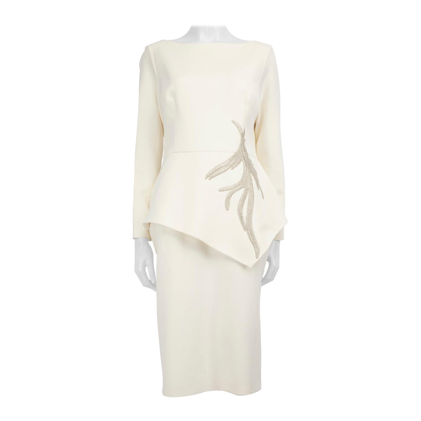 Safiyaa White Embroidered Detail Midi Dress Size XXXL For Sale