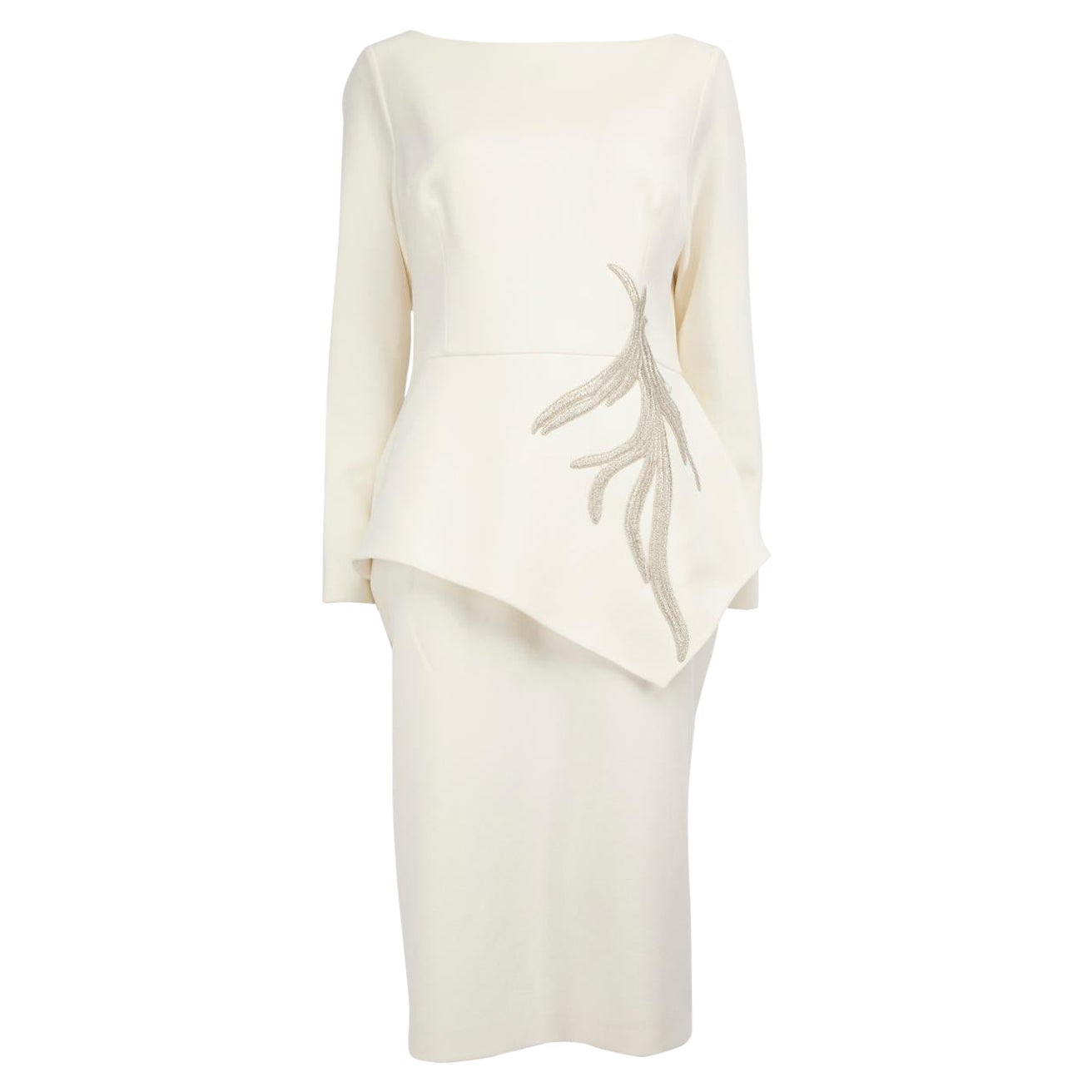 Safiyaa White Embroidered Detail Midi Dress Size XXXL