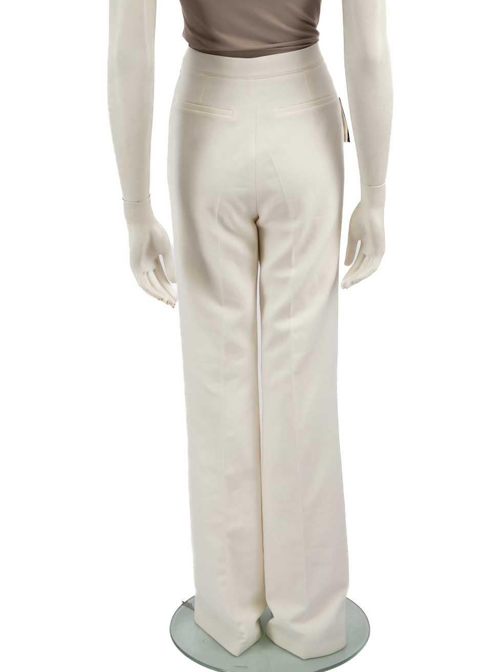 Safiyaa White Wide Leg Mid Rise Trousers Size XL In Good Condition For Sale In London, GB