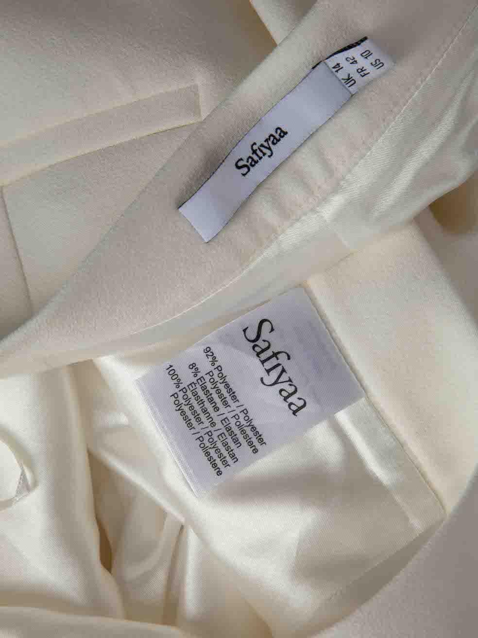 Safiyaa White Wide Leg Mid Rise Trousers Size XL For Sale 1