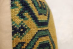 Safrron Yellow Green Early 20th Century Wool Antique Oushak Rug Pillow