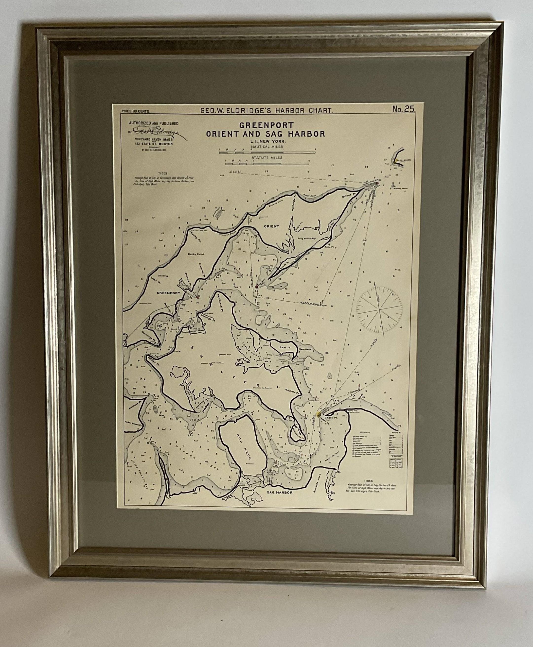Sag Harbor Nautical Chart In Good Condition For Sale In Norwell, MA
