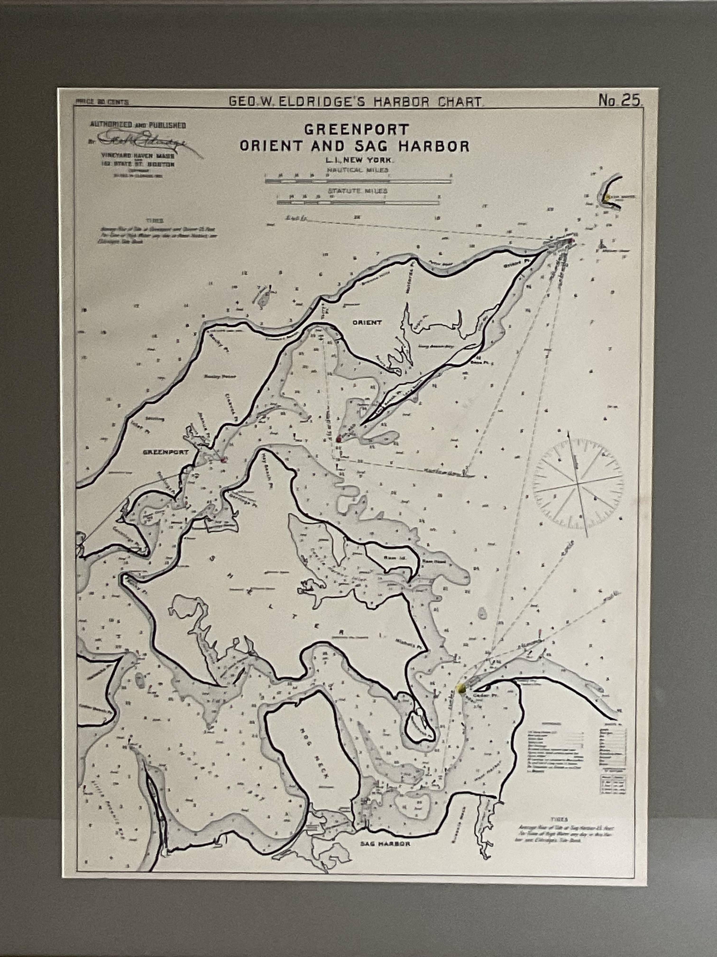 Early 20th Century Sag Harbor Nautical Chart For Sale