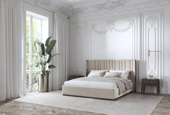 Saga 125 Italian Curved Bed Upholstered in Velvet Fabric