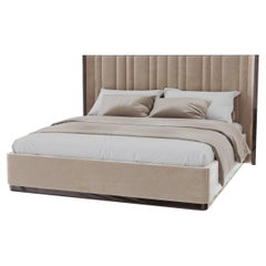Saga 140 Italian Curved Bed Upholstered in Velvet Fabric