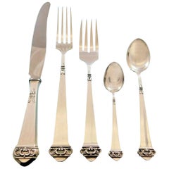 Saga by Mylius Brodrene 830 Silver Flatware Set Service 50 Pcs Norweigan Pierced