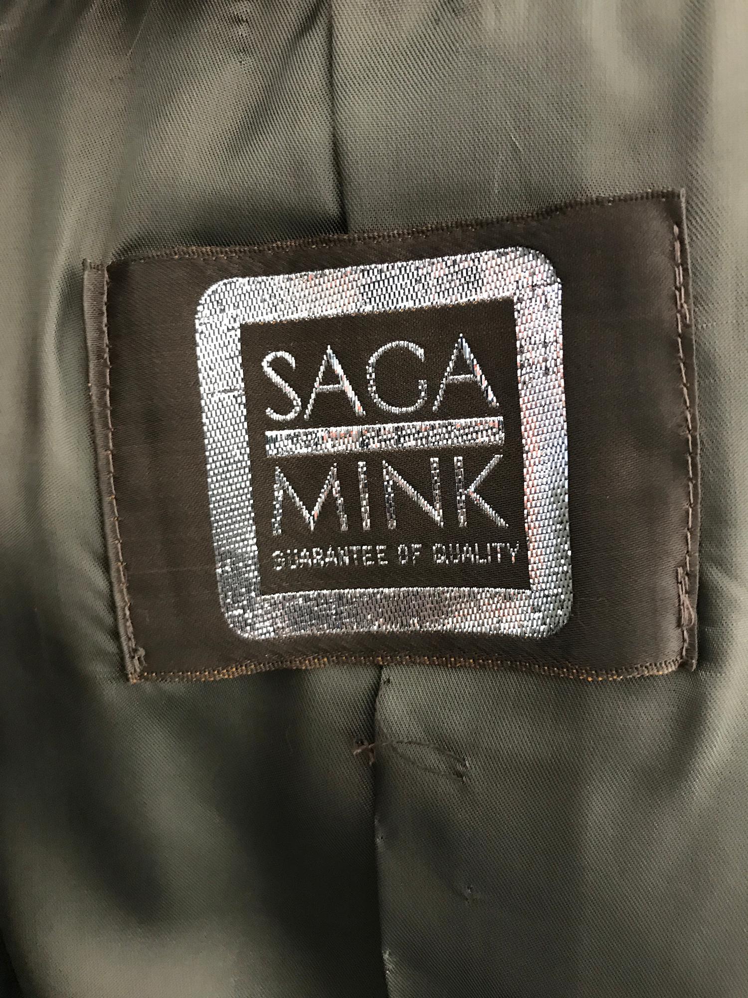 SAGA Chestnut Mink Jacket with Fox Fur Collar & Facing For Sale 1