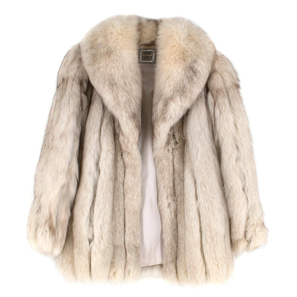 Saga Fox Platin-Fuchsfellmantel Damen