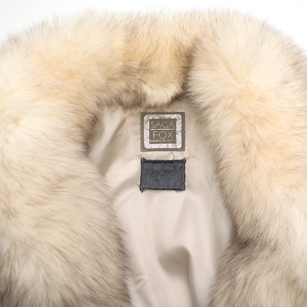 Beige Saga Fox Platinum Fox Fur Coat 