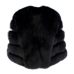 Saga Furs Black Fox Fur Shawl  - Size S