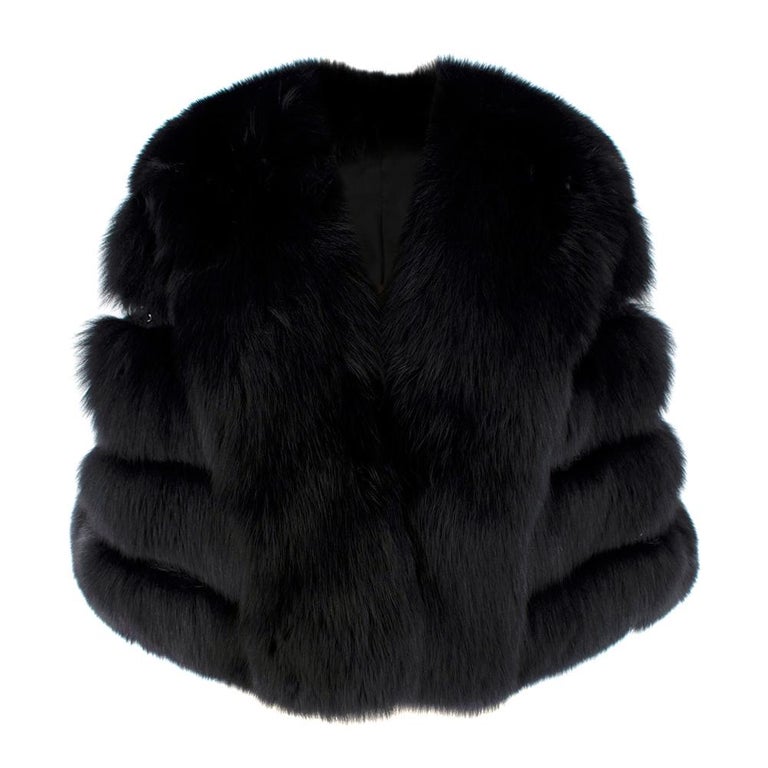 Saga Furs Black Fox Fur Shawl - Size S at 1stDibs