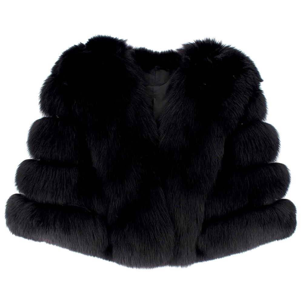 Saga Furs Black Fox Fur Shawl  - Size S