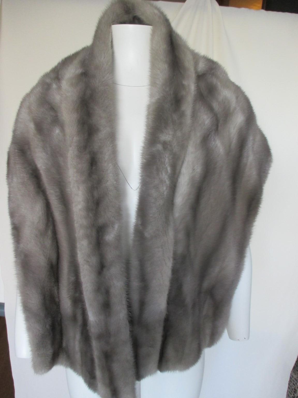 Gray Saga Furs Grey Mink Fur Stole