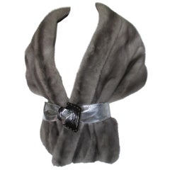 Saga Furs Grey Mink Fur Stole