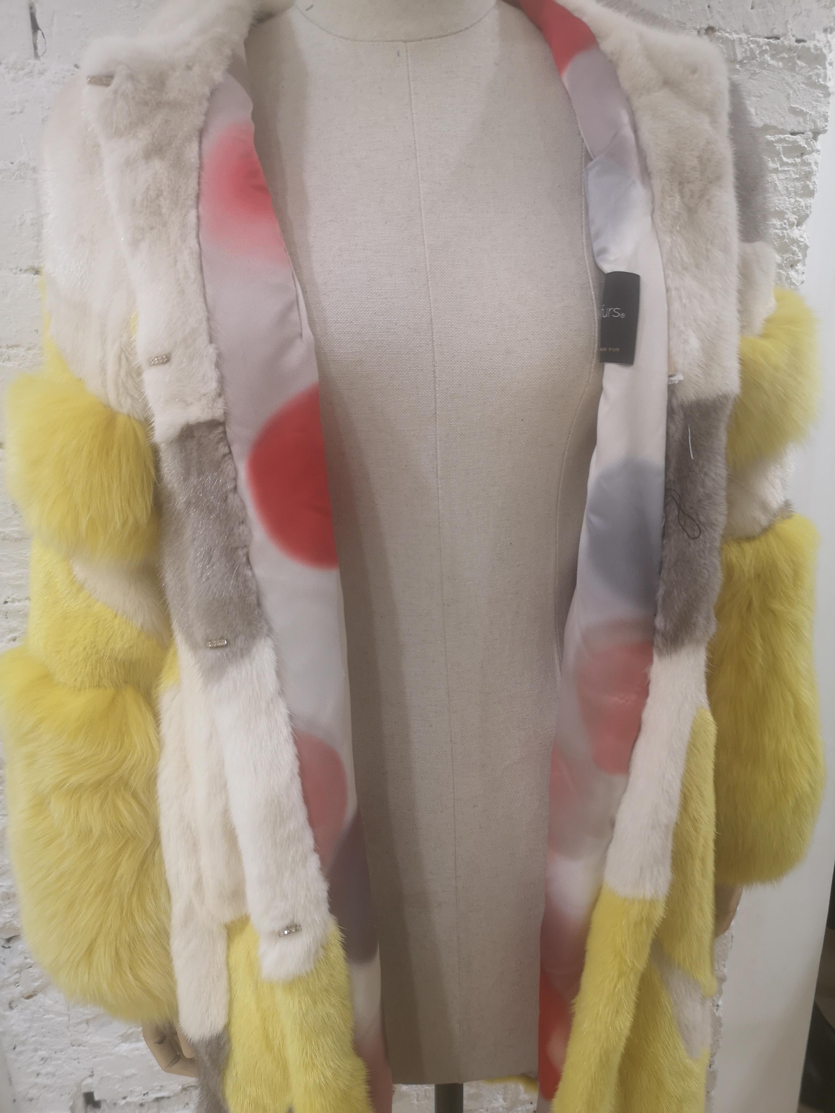 Saga Furs white yellow grey mink Fur 5