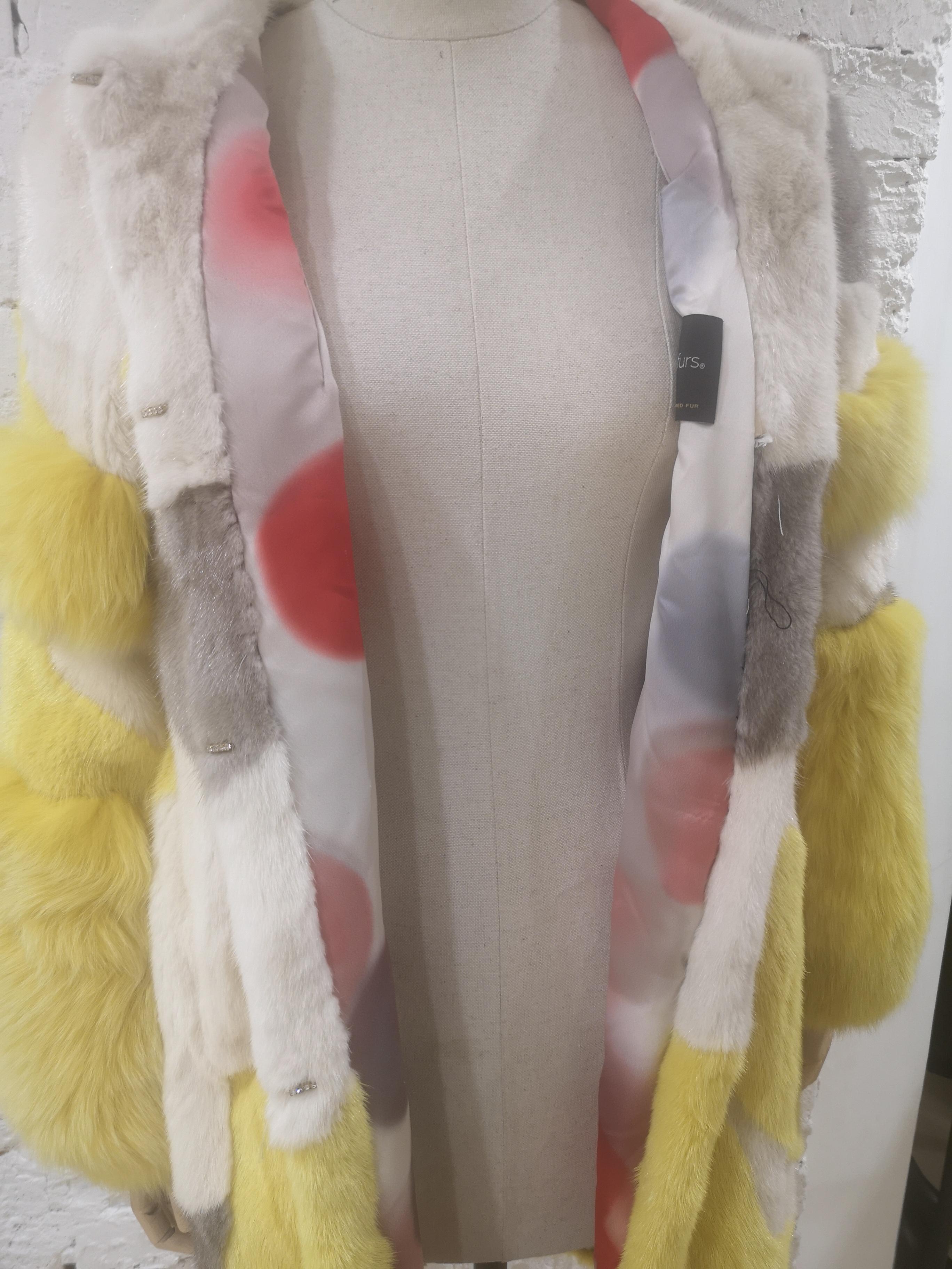 Saga Furs white yellow grey mink Fur 6