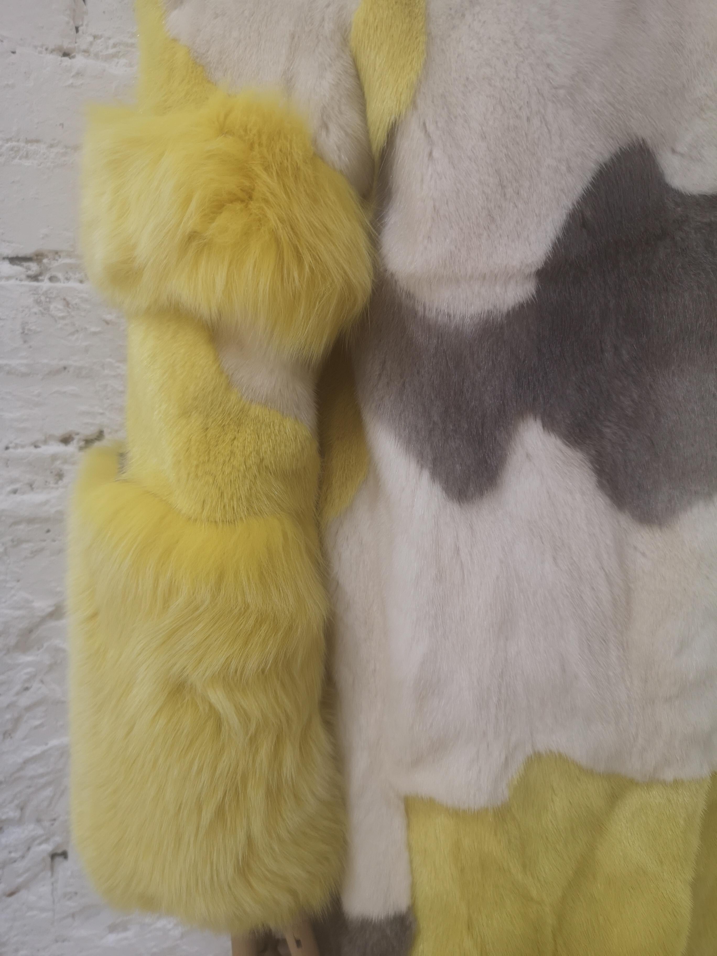 Saga Furs white yellow grey mink Fur 10
