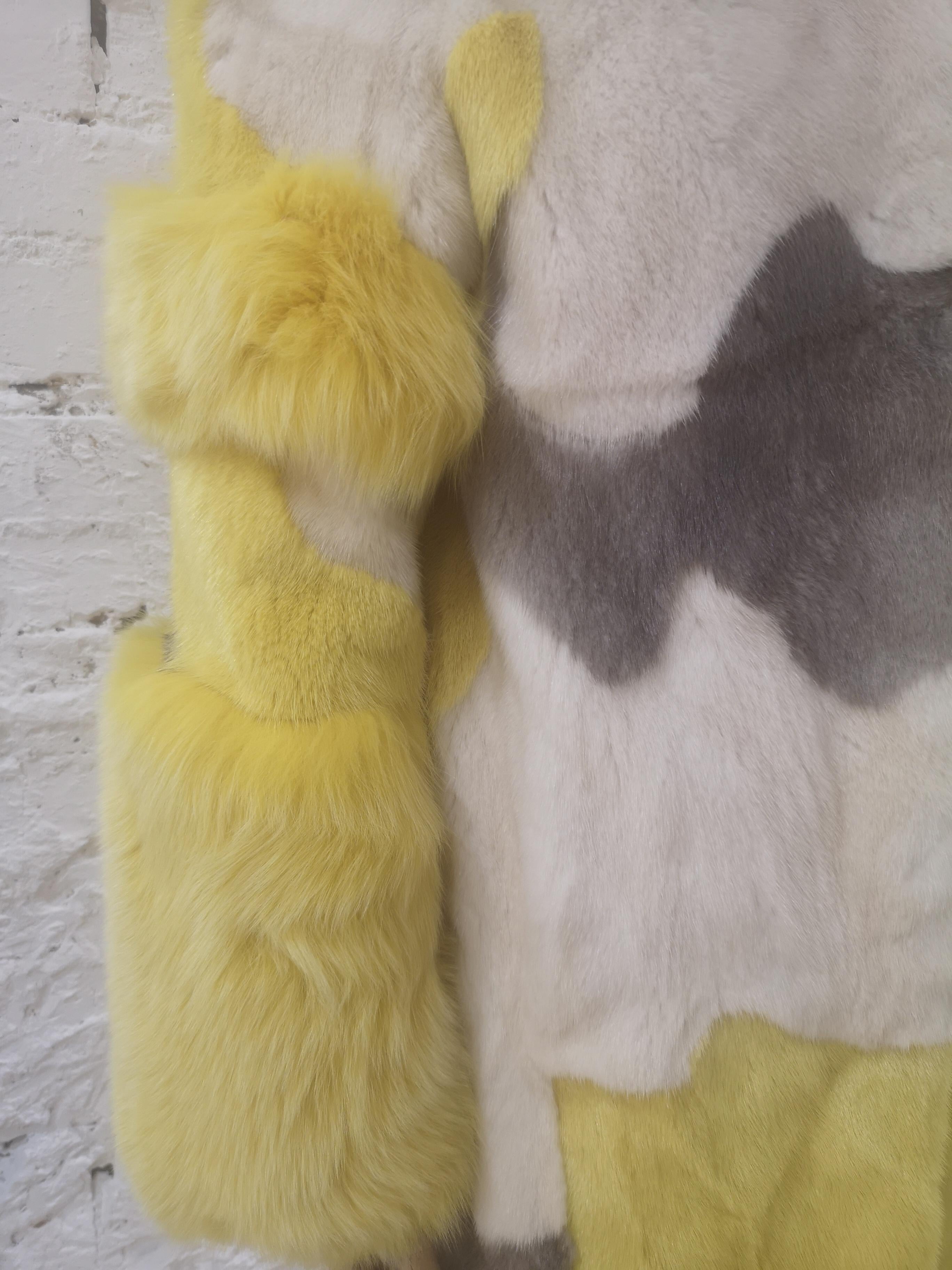 Saga Furs white yellow grey mink Fur 11