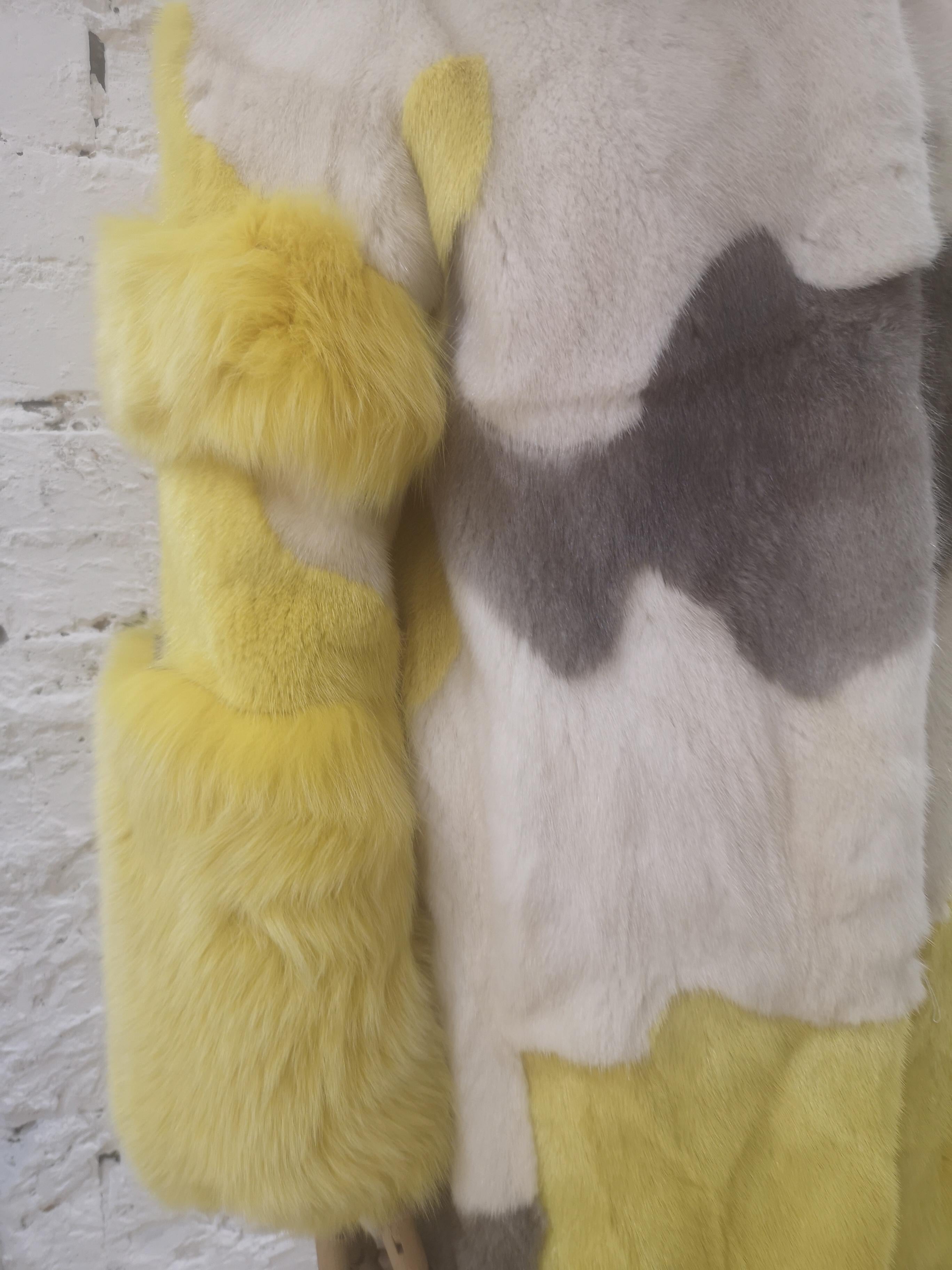 Saga Furs white yellow grey mink Fur 12