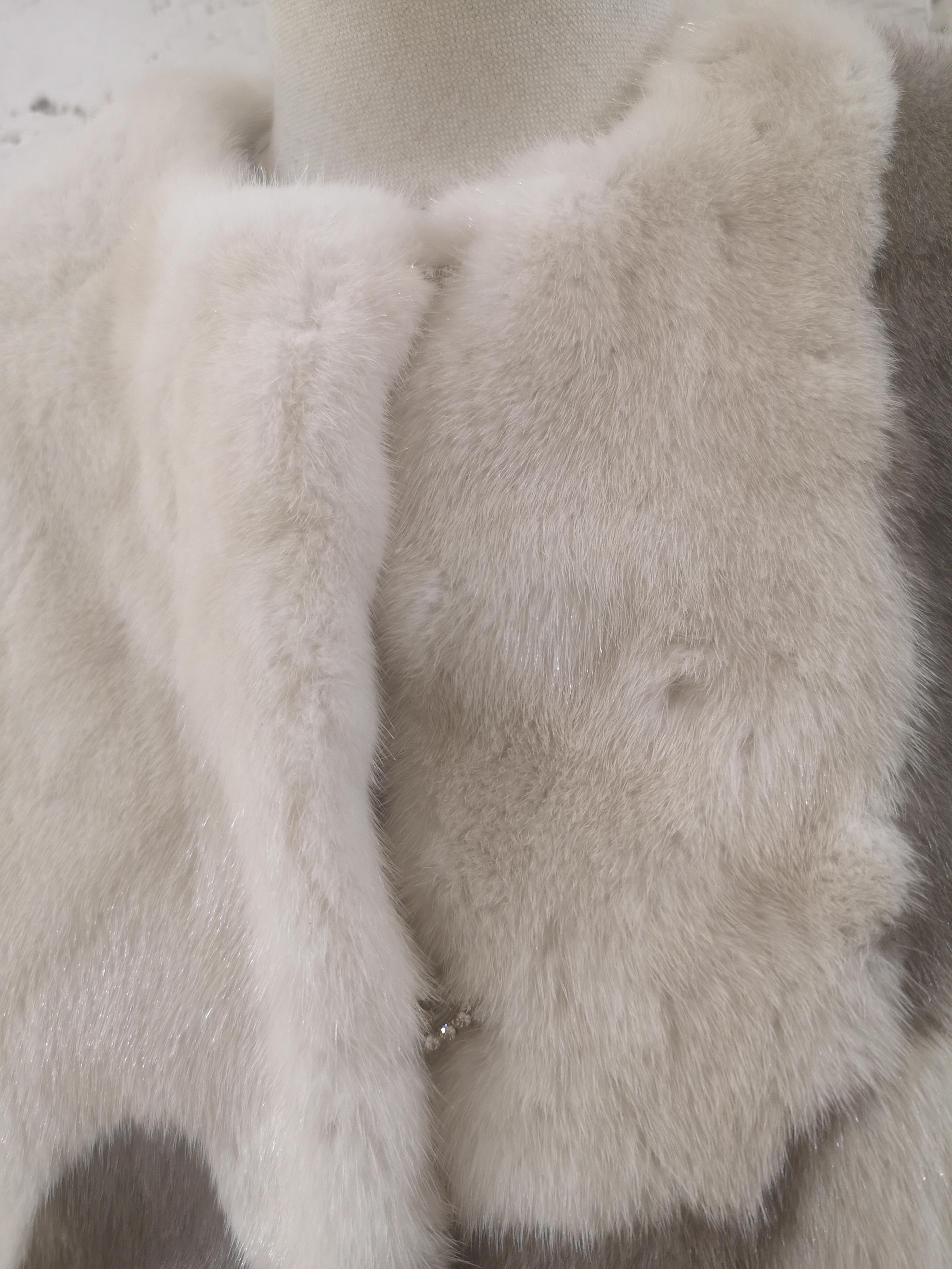 Saga Furs white yellow grey mink Fur 14